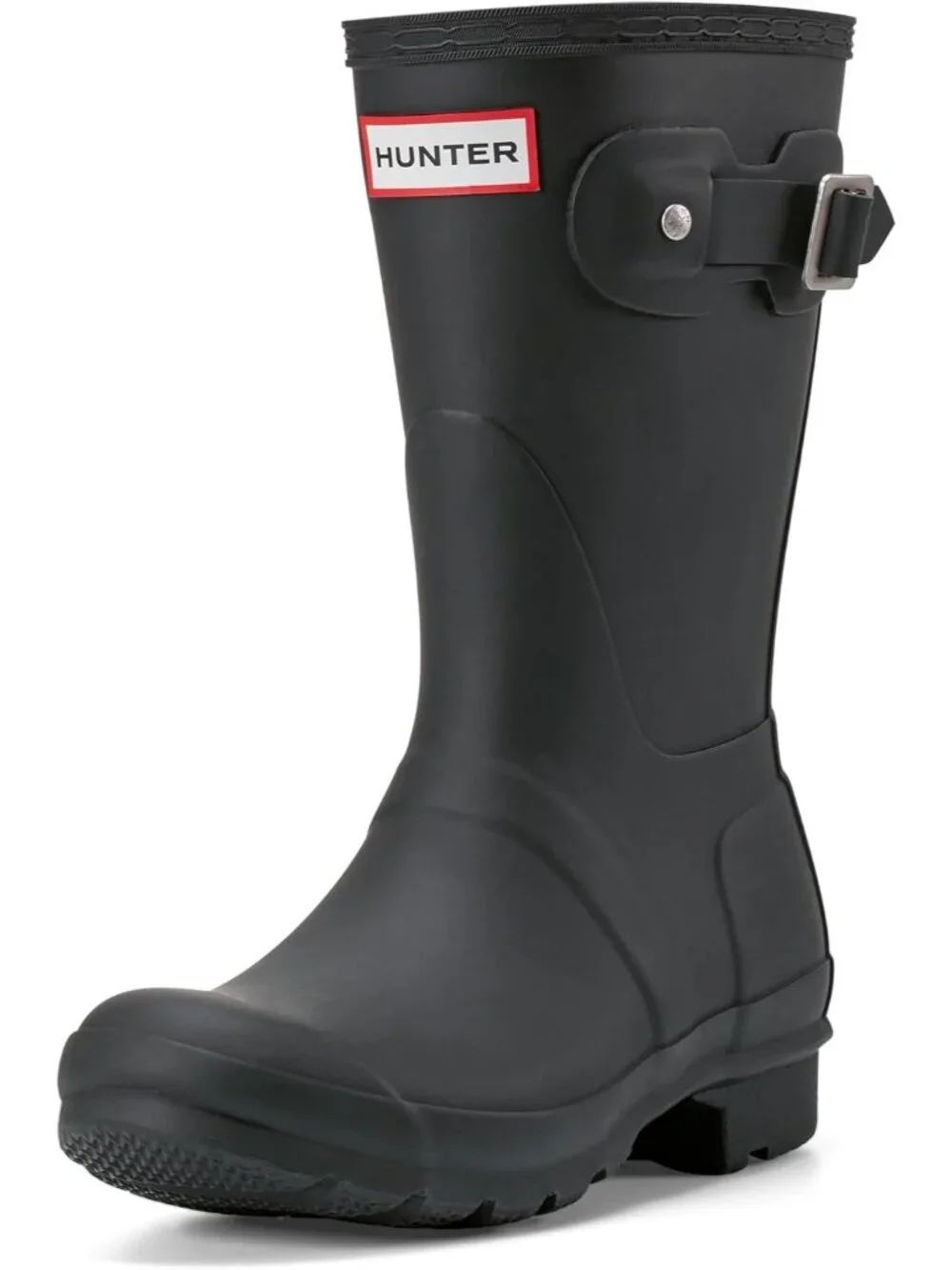 Women's Black Rubber Sole Original Short Mid Calf Cushioned Waterproof Rain Boot